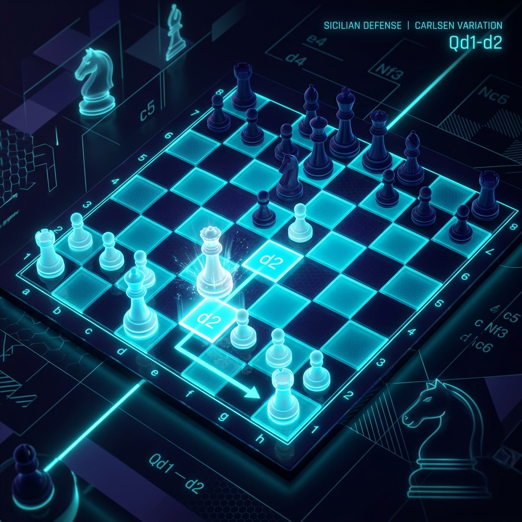 Carlsen Variation of the Sicilian Defense signature position rendered as generative art